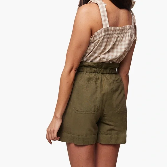 NWT Able Janis Paperbag Olive Green High Waist Shorts Relaxed Fit Size Large - Picture 2 of 12
